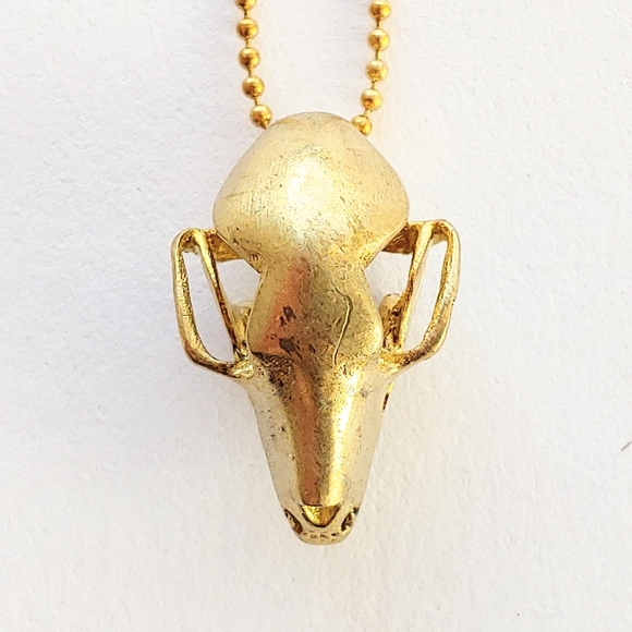 NEW small brass fruit bat scull necklace - Picture 2 of 6